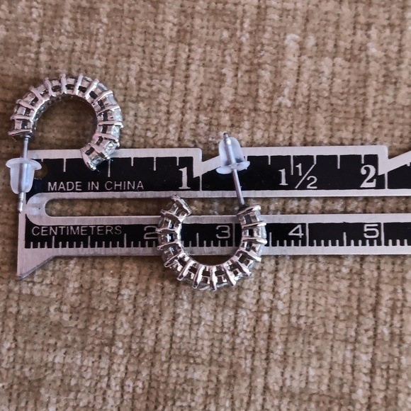 Silver Tone Rhinestone Earrings - Picture 5 of 7